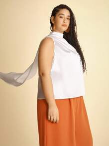 CAJUNI Damen Ärmellose Tanktop in Unifarbe mit Schleife - Boho Damenbekleidung/Westernmode für Damen/Lässig Damenshirts - Basics