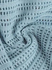 Franclia 时尚度假风镂空圆领超大休闲毛衣，时尚欧美风针织套头衫秋冬