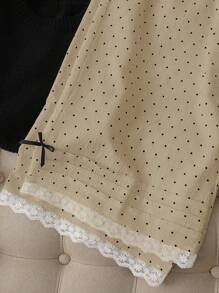 Breezaya Women's Minimalist Polka Dot Lace Trim Wide Leg Pants Casual Outfits Spring Fall Cloth For Women - Khaki - View 4