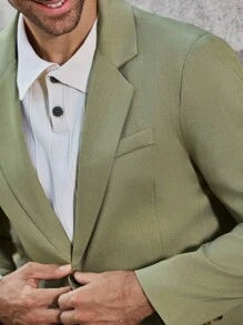 Manfinity Bizformal Conjunto de 2 piezas de traje formal y casual de negocios para hombres, elegante y adecuado para ir al trabajo, excelente opción de regalo - Verde - Ver 4