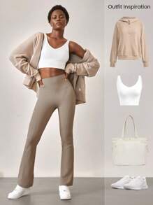 GLOWMODE 31" FeatherFit™ Ultra-High-Waisted Curved Seam Flared Leggings Pants Low Impact Yoga Daily