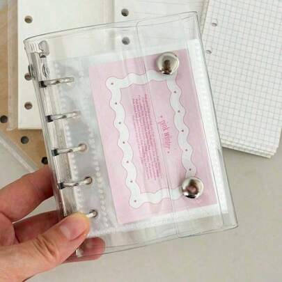 SHEIN 1 件 M5 透明环盖，DIY 活页夹笔记本套装，返校季
