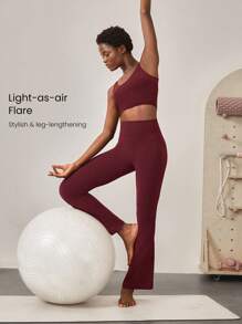 GLOWMODE 31" FeatherFit™ Ultra-High-Waisted Curved Seam Flared Leggings Pants Low Impact Yoga Daily