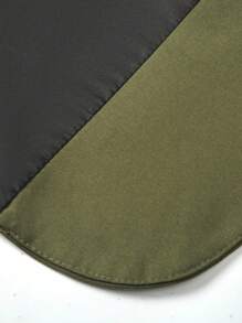 Calvornis Bộ quần áo vest nam cổ đứng màu trơn đơn giản cài hai hàng khuy và áo khoác - Màu xanh Ô liu - Xem 2