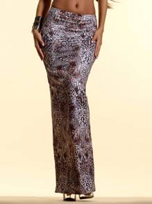 MUSERA 动物纹低腰修身长裙，仅限夏季度假节日性感夜店狂欢派对演出后穿着，可爱伊比沙岛波西米亚风海滩生日复活节 - 彩色 - 查看 1