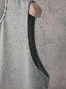 Manfinity Dauomo Áo ba lỗ trơn màu đa năng thường ngày dành cho nam - Xám - Xem 4