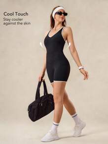 OutZeal Mono deportivo para mujer con control de abdomen, tela suave y fresca, con tirantes cruzados, para ciclismo, entrenamiento y gimnasio