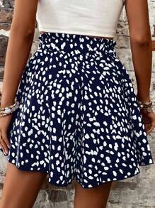 Breezaya Quần culottes nữ dáng rộng, thắt eo xếp ly, in họa tiết toàn thân. - Màu xanh hải quân - Xem 2