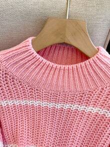 Chiquease Casual Colorblock Striped Drop Shoulder Sweater, Autumn/Winter Fall Cloth For Women