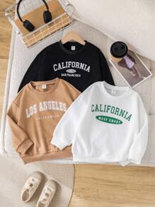 3pcs Young Girl Fashion Letter Print Sweatshirt Set Girl Sweatshirts Cute Sweatshirt Girl Sweater California Sweatshirt Los Angeles Sweatshirt,In Fall/Winter - Multicolor - View 1