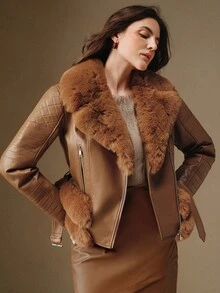 SHEIN X Jwoww Anewsta K0366 秋冬新年优雅时尚圣诞外出女装 - 棕色 - 查看 7