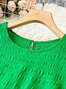 SHEIN Clasi Plus Size Solid Color Ruffle Edge Dress - Green - View 5