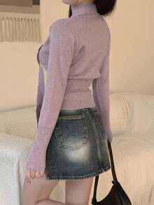 DAZY 女士休闲粉色修身开衫 - 粉色 - 查看 6