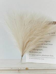 5pcs/15pcs/30pcs Faux Pampas Grass 16.5" Beige Artificial Pampas Grass Feathers Decor Fluffy Fake Bulrush Reeds Branches Vase Fillers Boho Farmhouse Wedding Decorations, Valentine's Day, Gift Gifts Birthday Graduation,Fall Decor,Autumn - Beige - View 6