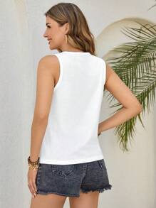 Shutterstock Glamance 女式圆领无袖创意南瓜和字母印花休闲背心，夏季百搭万圣节衬衫无袖图案 T 恤万圣节背心女式图案背心返校适合外出