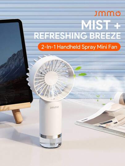 JMMO พัดลมพกพาพร้อมเครื่องทำความชื้น พัดลมชาร์จไฟ USB พร้อมละอองน้ำ 3 ระดับความเร็ว พัดลมมินิพกพาน้ำหนักเบา สำหรับแต่งหน้า ที่ทำงาน การเดินทาง แคมปิ้ง ภายในอาคารและภายนอกอาคาร กลับสู่โรงเรียน วันหยุด วันหยุดพักร้อน สิ่งจำเป็นของฤดูร้อน สีขาว