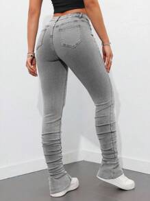 SHEIN ICON Quần Jeans Ôm Eo Cao Cỡ Lớn Cho Nữ - Xám - Xem 2