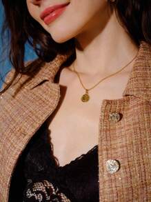 S.W.Smiley x MOTF PREMIUM 18K GOLD PLATED HOLLOW SMILING FACE NECKLACE - Yellow Gold - View 1