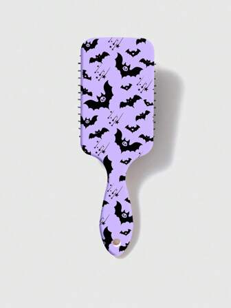Grunge Punk Peine de cojín de aire con estampado de murciélagos morados y negros para Halloween, peine de cojín de aire dedicado para mujeres para alisar el cabello y masajear el cabelludo