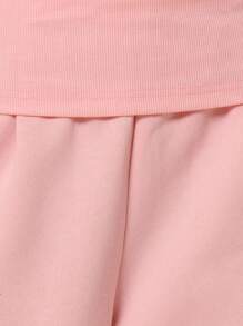 MUSERA Extreme Wide Leg Fold Over Waist Sweatpants Airport Casual Summer   Winter   Pants Joggers Lounge - Pink - View 6