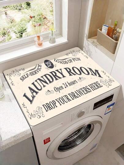 SHEIN Capa superior para máquina de lavar e secar roupa, 1 peça - Tapetes para secar louça para lavanderias e cozinhas, antiderrapantes, absorventes de água, compatíveis com carga superior, almofada protetora para máquina de lavar e secar roupa