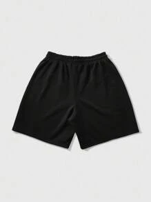ROMWE MEN Casual Men's Street Style Bling Rhinestone Print Shorts - Black - View 2