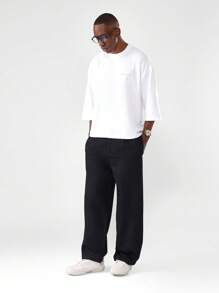 SUMWON 简约设计纯色宽松七分袖T恤 - 白色 - 查看 4