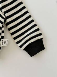 3 pezzi Set di felpe a maniche lunghe per neonati con motivi a righe e cartoni animati, abbigliamento autunnale