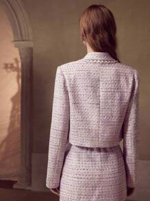 MOTF PREMIUM TWEED DOUBLE BREASTED LIGHTWEIGHT JACKET - Purple - View 5