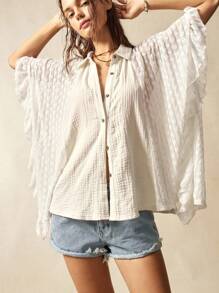 Bohemela 大码女式星星贴花圆领落肩休闲衬衫