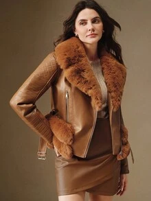 SHEIN X Jwoww Anewsta K0366 秋冬新年优雅时尚圣诞外出女装 - 棕色 - 查看 8