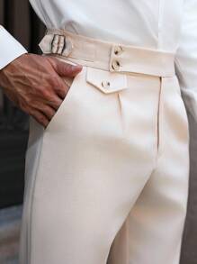 Calvornis Pantaloni de costum pentru bărbați cu detalii plisate și buzunare oblice - Caisă - Vizualizare 6