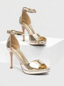 CUCCOO SZL Women's Rhinestone Glitter Peep-Toe Round Toe High Heel Waterproof Platform Sexy Luxury Shiny Silver High Heel Sandals, Fashion For Party, Music Festival, Nightclub For Christmas