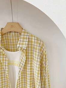 Women's Plaid Long Sleeve Single-Breasted Casual Loose Shirt Fall Cloth For Women