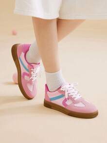 CUCCOO EASI 女士时尚百搭圆头平底休闲运动鞋 - 粉色 - 查看 5