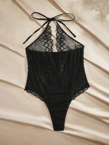 Charlaine Bộ đồ liền thân ren buộc dây gợi cảm cho nữ, đi chơi - màu đen - Xem 8