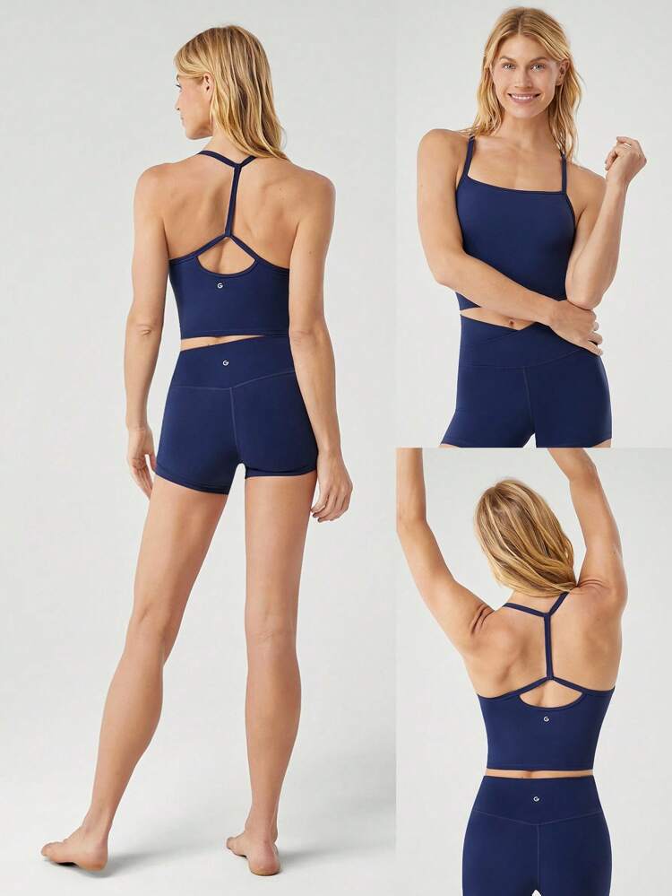 FeatherFit™ T-Neck Racerback Tank Top Light Support Low Impact Yoga Pilates Studio Spring Summer