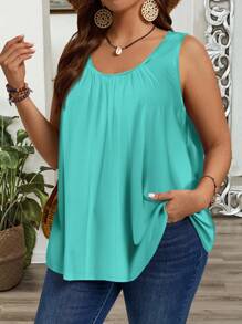 SHEIN CURVE+ Áo camisole không tay cỡ lớn, kiểu dáng tối giản, phù hợp cho kỳ nghỉ hoặc đi chơi. - Nhiều màu - Xem 1