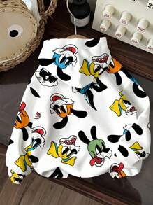 SHEIN 男童休闲简约卡通兔子图案宽松柔软针织连帽套头衫，适合秋冬季 - 白色 - 查看 2