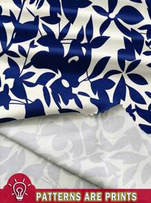 SHEIN LUNE 女士休闲蓝白印花中长连衣裙，适合春夏季