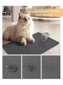 SHEIN 1 Pc Pet Feeding Mat, Absorbent Cat Food DogFood Mat, Cat Dog Mat, Quick Dry Non-Slip, EasyCleaning Cat Dog Water Dispenser Mat, PetSupplies, Cat Dog Water Bowl Mat - Dark Grey - View 6