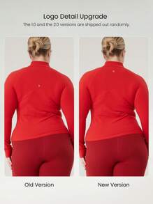 GLOWMODE Plus Size FeatherFit™ Slim Fit Thumbhole Jacket With Side Pockets Low Impact Yoga Pilates Studio Daily Casual Wear
