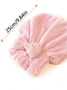 1pc Bow Decor Absorbent Random Color Hair Drying Cap, Soft Hair Wrap For Bathroom Home Bathroom Decor Summer Back To School