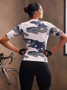 Powerista 女士时尚撞色印花短袖骑行服 - 黑與白 - 查看 2