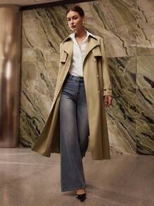 MOTF PREMIUM 时尚卡其色翻领风衣 - 卡其色 - 查看 2