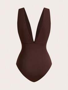 Swim Chiccia Maiô Elegante de 3 Peças com Fivela de Metal Marrom, Pode Ser Usado Separadamente com Roupas, Adequado para Festa e Férias, Plus Size