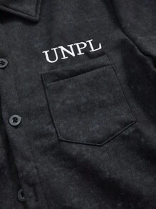 SHEIN Teen Boy Summer Casual Letter Embroidered Shirt & Shorts Set