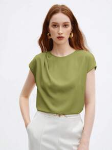 BizChic Áo sơ mi satin tay ngắn dáng rộng dành cho nữ, đa năng, thanh lịch, phù hợp cho công sở, đi làm hàng ngày, mang hơi hướng lãng mạn thập niên 90, thích hợp cho Giáng sinh, Năm mới, Ngày Valentine, Tiệc tùng, Đi biển, Lễ tốt nghiệp, Thời trang, Lễ hội, Kỳ nghỉ, Khách dự đám cưới, Bữa ăn trưa, Sân bay, Nhiều dịp khác nhau. - màu xanh lá - Xem 4
