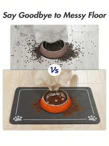 SHEIN 1 Pc Pet Feeding Mat, Absorbent Cat Food DogFood Mat, Cat Dog Mat, Quick Dry Non-Slip, EasyCleaning Cat Dog Water Dispenser Mat, PetSupplies, Cat Dog Water Bowl Mat - Dark Grey - View 8