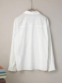 Manfinity Dauomo Áo sơ mi dài tay trơn màu thường ngày dành cho nam - trắng - Xem 2